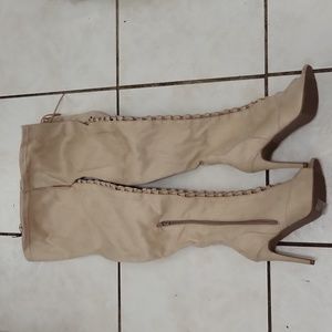 Brand New REVAMPED FAUX SUEDE THIGH-HI BOOTS-7